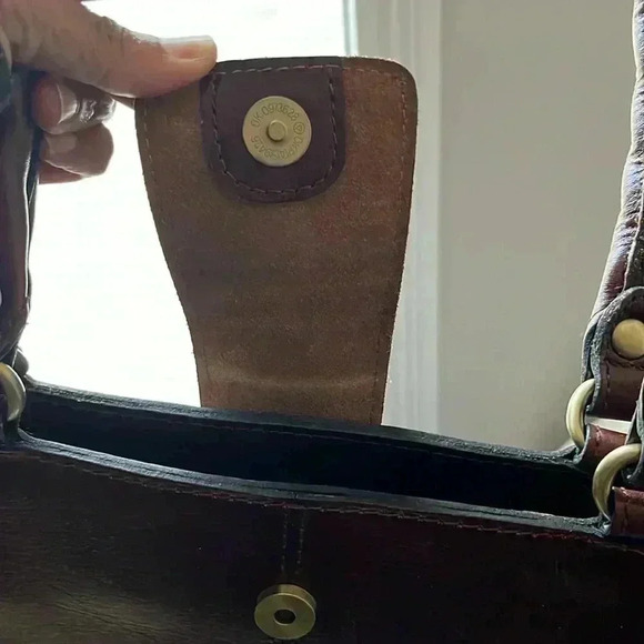 Patricia Nash Maroon Snap Button Leather Braided Strap Handbag Satchel - Picture 8 of 10